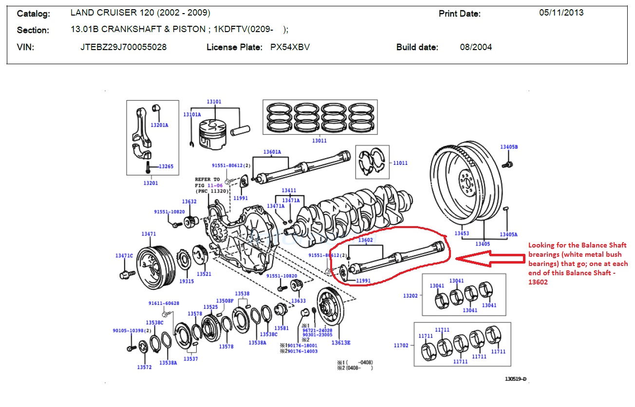 Balance Shaft Bearings for Toyota LandCruiser PX54 XBV.jpg Land