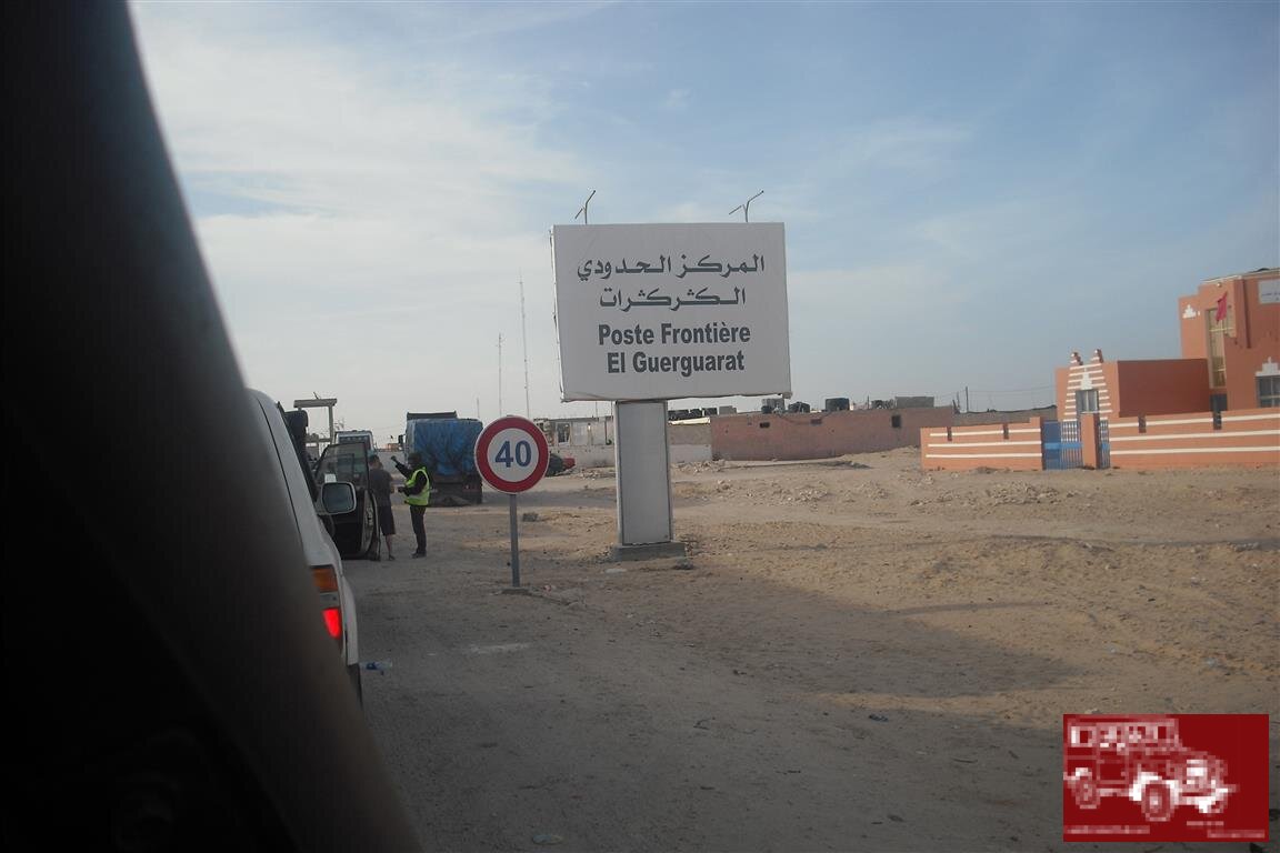 Exiting Western Sahara (heading south) at the border crossing at El Guerguarat
